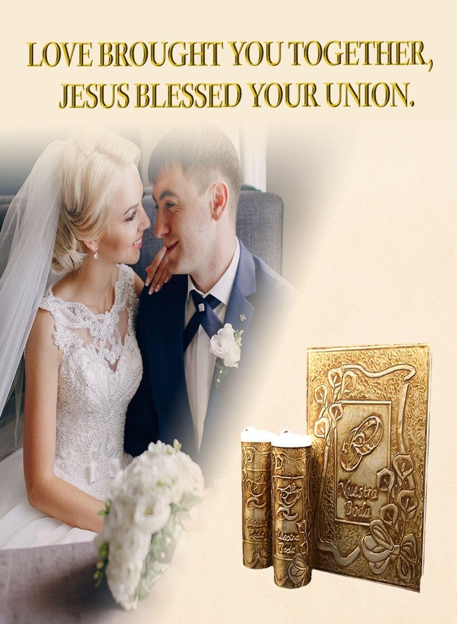 Nuestra Fe Unity Candles for Wedding Ceremony Set - Wedding Unity Candle Set - Burlap Unity Candle - velas para boda - Religious Candles - Cross Candle - Weddings Programs for Ceremony - Image 3